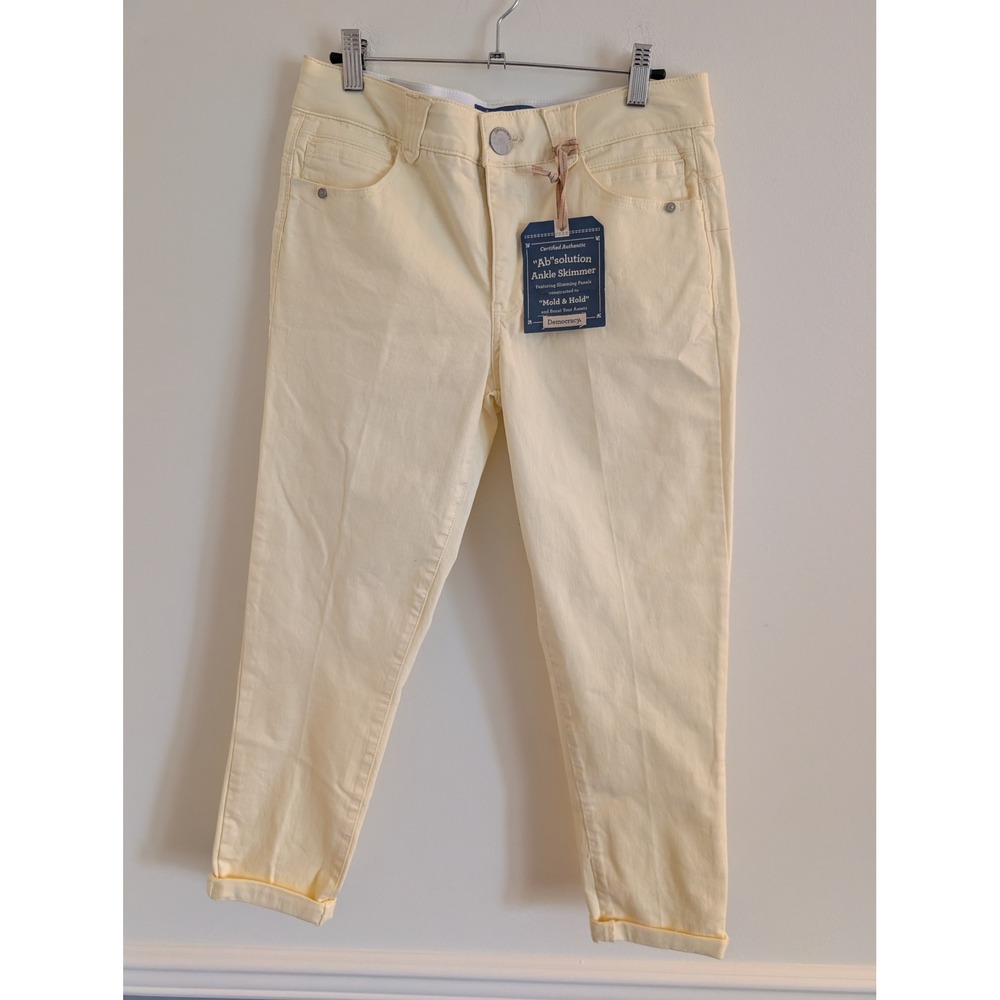 Democracy Womens 8 Ab solution Ankle Skimmer Pants Pale Yellow NWT summer cruise